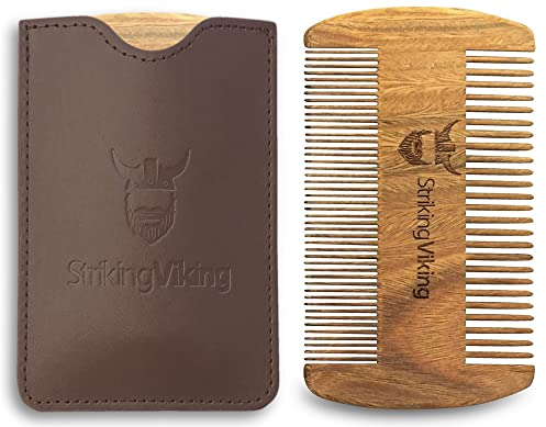 Striking Viking Holz Bart Kamm & Huelse Tasche Braun