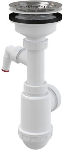 Spültisch Siphon Rostfreies Gitter DN 115 mit Spülmaschinenanschluss Universal Anschluss DN40/50 Ablaufgarnitur Ablauf Spülbecken Spüle