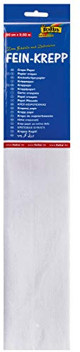 folia 822100-10 - Krepppapier, 10 Lagen in weiß, jede Lage ca. 50 x 250 cm, 32 g/m², sehr elastisches und dünnes Papier, mit einer unebenen und rauen Oberfläche