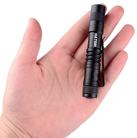 HATORI LED Mini Flashlight, Bright Small Handheld Pocket Flashlights Tactical High Lumens Pen Light for Camping, Outdoor, Emergency, 1 Pack(3.55Inch)