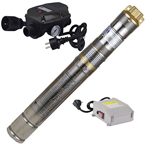 Agora-Tec® 3 Zoll sandverträgliche, sandresistente Brunnenpumpe Tiefbrunnenpumpe Schraubenpumpe 370W-screw-5DW - Set