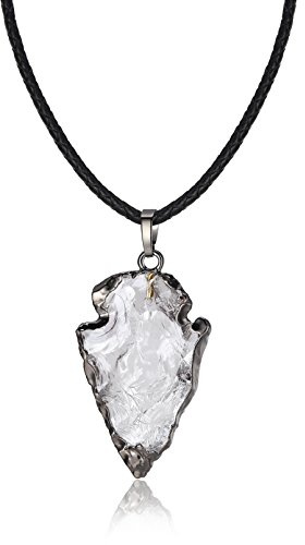 COAI Unisex Halskette Druzy Anhänger aus Edelstein Lederkordel
