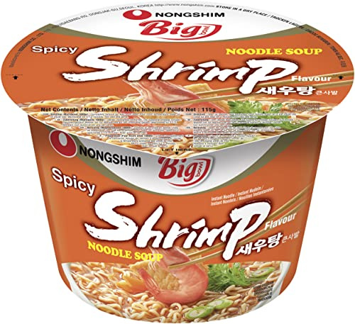 Nong Shim Pack de 16 Bol de Nouilles Instantanées au Goût de Crevettes Big Bowl 115 g