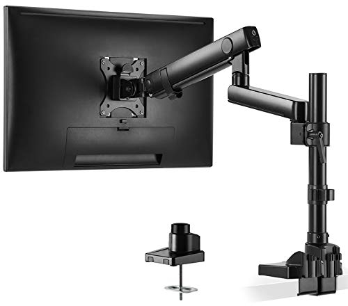 PUTORSEN Monitor Halterung für 17 bis 40 Zoll Flach & Curved Bildschirme, Monitor Tischhalterung mit Aluminium Einzelarm, hält bis zu 12 KG, Höhenverstellung, VESA 75 & 100mm