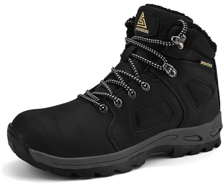 SPSHOOS Stivali da Neve Uomo Inverno Impermeabili Trekking Scarpe Outdoor Pelliccia Sneakers Nero 44