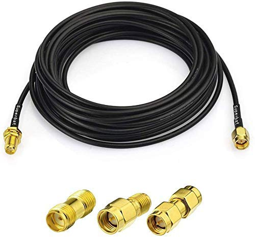 Superbat SMA Kabel 1m WLAN Antenne Kabel Verlängerungs RG174 Antennekabel+ 3 Stück RF Koaxial SMA-Adapter Kit für WiFi Antenne,4G LTE, 5G Modem Router, Ham Radio/GPS/WiFi/SDR Ausrüstung