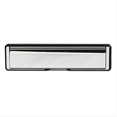 12 Fab & Fix Nu Mail Letterplate Premium Heavy Duty Sprung Letter Box Upvc Wood Door - Suitable for Mid-Rails and Composite Doors 40-80mm Thick (Hardex Polished Chrome)