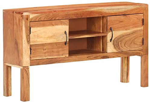 vidaXL Akazienholz Massiv Sideboard mit 2 Türen 2 Fächern Kommode Mehrzweckschrank Beistellschrank Schrank Standschrank Anrichte 116x30x66cm