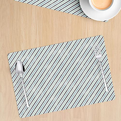 Tovagliette Americana Plastica Lavabili Verde Menta Grigio Tovagliette Colazione PVC Sottopiatti Antiscivolo Tovagliette Americane Antiscivolo Tovaglietta Resistente Al Calore 30x45cm 8 Pcs