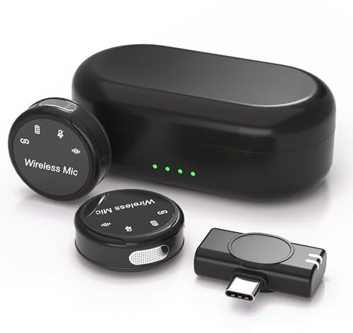 VddSmm Microfono Inalambrico tipo c Wireless Lavalier Micrófono Inalámbrico para Móvil Portátil for USB-C Android Smartphone,Magnetic Back Clip,Portable Charging Case,Plug Play Mini Wireless Lapel Mic