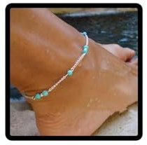 Wedity Boho Turquoise Anklets Silver Beaded Anklet Bracelets Beach Accessories Foot Jewelry Adjustable for Women and Girls