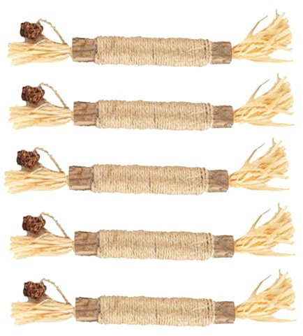 SunGrow Silvervine Sticks with Gall Fruit for Cats, Delicious Pet Snack for Kittens, Rabbits, Dogs, Oral Care Companion, Teething Chews, Chewing Treats with Bell, 7.7” (h) x 0.8 “(w), 5 Pieces