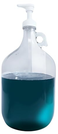 Skywin TidyFriend Glass Gallon Dispenser with Pump, Refillable 1 Gallon Jug for Soap, Detergent, Hand Sanitizer, Syrup, Cleaning Solutions, Juices, Oils & More, Multi-Purpose Large Capacity Jar
