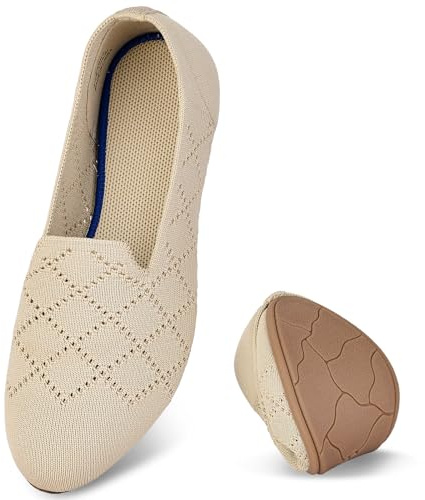 Puxowe Women's Ballet Flats Shoes Slip On Knit Dress Shoes Pumps Round Toe Ballerinas for Woman Comfort Soft