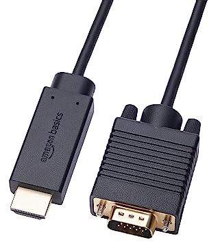 Amazon Basics Cavo da HDMI (sorgente) a VGA (Display) non bidirezionale, placcato in oro, 6 feet, nero