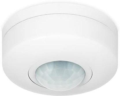 Kwazar Luminaire Aufbau Bewegungsmelder Innen, Unterputz Aufputz Decken Montage, mit Dämmerungsschalter Infrarot Sensor IP20 weiß 360 Grad S2