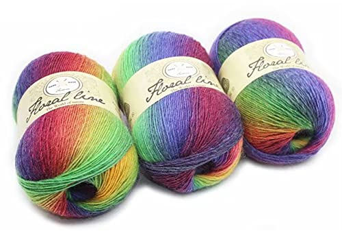 Strickwolle Baumwolle 100g, Strickgarn Wolle zum Stricken oder Häkeln Leichte Weiches Wollstrickgarn Wolle Farbverlauf, Bunt Baumwolle Garn für Stricken von Schals Sweater Crafts