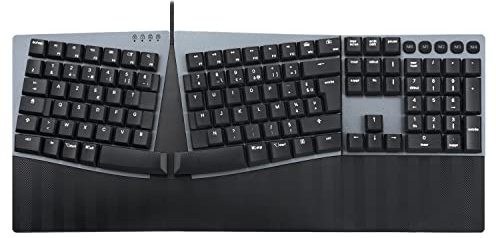 Perixx PERIBOARD-535RD Clavier mécanique Ergonomique - Full-Size - Linéaire Switchs Red à Profil Bas - Touches Macro programmables - Compatible avec Windows et Mac OS X - Layout AZERTY français