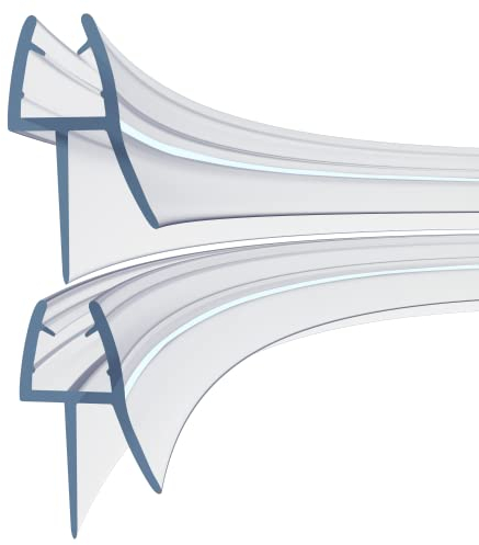 HNNHOME 1-Meter Gebogene Duschdichtung, Duschtürdichtung für Bad Duschwand und Duschabtrennung, Passend für 6-8mm Glasdicke, Dichtet Spalten bis zu 20mm ab (Gebogen x 2)