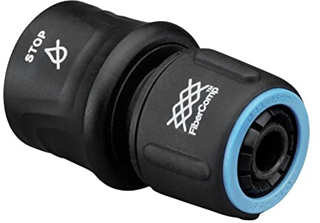Fiskars slangkoppling, universalstorlek, Ø 13-15 mm (1/2-5/8), FiberComp, 30 g, svart/blå, STOP, 1054789