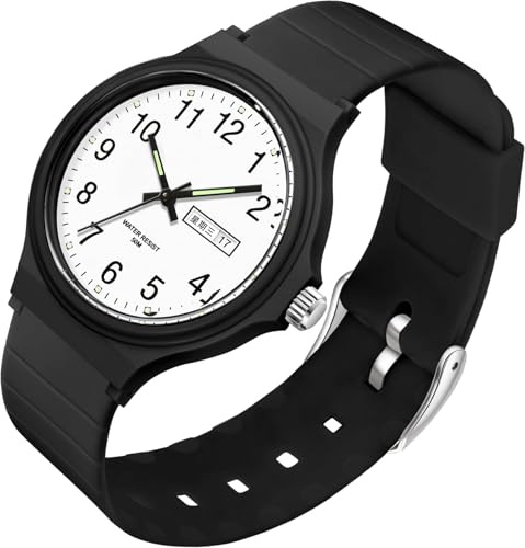 findtime Damen Uhren Wasserdicht Minimalistisch Weiß Armbanduhr Unisex Sportuhren für Frauen Mädchen Studenten Leicht Ablesbares Zifferblatt Einfache Stil Analoge Quarzuhr