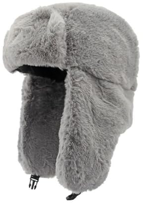 CHENNUO Fliegermützen Damen Winter Hut Trappermütze Ohrenschützer Warm Fellmütze (DE/NL/SE/PL, Numerisch, 55, 60, Grau)