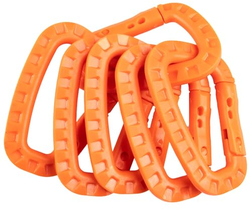 Taktischer Karabiner-Schlüsselanhänger, 6 Stück, robuste Kunststoff-Karabiner, leichte Feder-Schnappausrüstung
