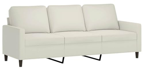 vidaXL Sofa 3-Sitzer, Loungesofa Couch mit Armlehnen Rückenkissen, Wohnzimmersofa Designsofa mit Metallgestell, Sitzmöbel Dreisitzer, Creme Samt