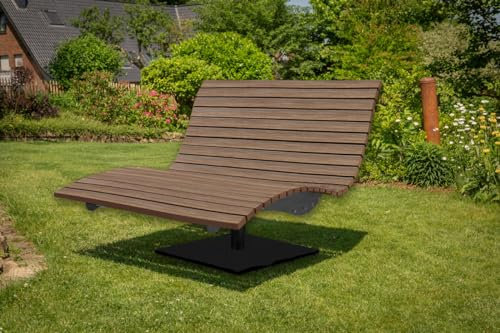 SCALANT Waldsofa Swing + Polsterauflage Wave + Kissen + Schutzhülle, drehbar 360°, WPC-Latten, für 2-3 Personen, Sonnenliege, Wellenliege, Relaxliege, Himmelsliege, Liege für den Garten