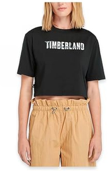 Timberland Cropped Short Sleeve T-shirt för kvinnor, svart, S
