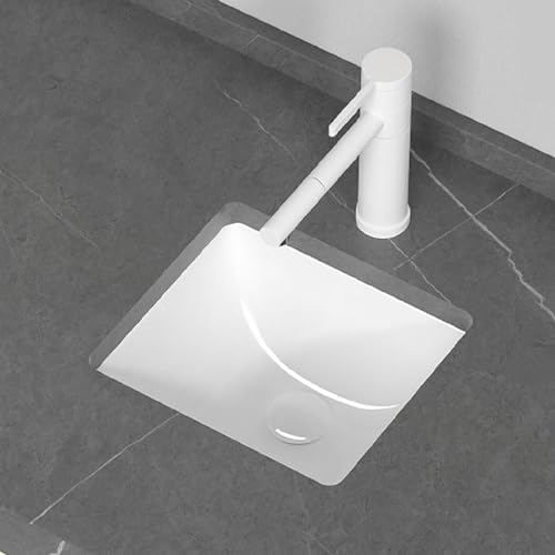 WYRMB Badezimmer-Waschbecken, Keramikwaschbecken, quadratisches Unterbauwaschbecken, eingebettetes Waschbecken für Balkon, Haus, Garten, Bars, Toilette, Hotel, Wohnmobil (weiß 30,3