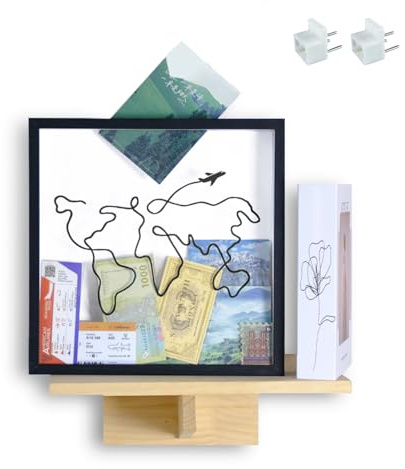 VIAVIC Caja de archivo de aventura, caja de sombra de viaje con ranura, caja de viaje para recuerdos, marco de viaje Life in A Box, caja de sombra de boletos, caja de sombra de archivo de aventuras