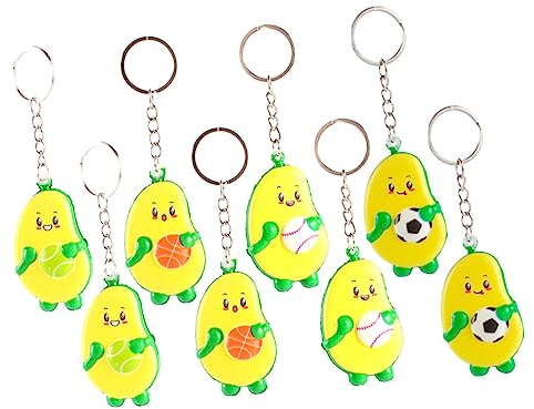 SAFIGLE 8stücke Avocado Schlüsselanhänger Lustige Süße Schlüsselanhänger Mit Sportball-druck Für Taschen Rucksäcke Und Schlüssel Perfektes Für Freunde Und Familie
