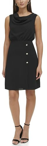 kensie Robe fourreau à col bénitier pour femme, noir, 38
