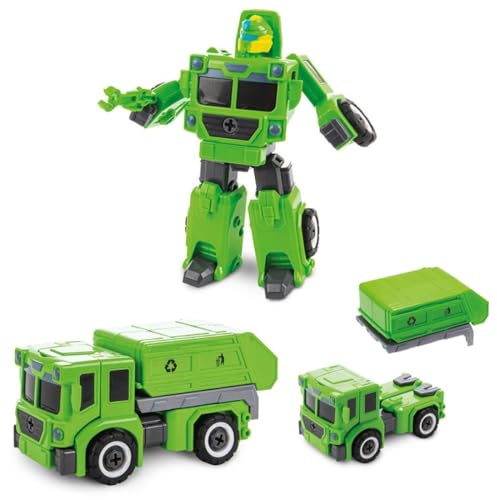 Transformierbarer Roboter Müllwagen LKW Spielzeugauto Fahrzeug Laster Recycling Müllabfuhr Transporter Müllauto Transformator Transform Verwandlungroboter