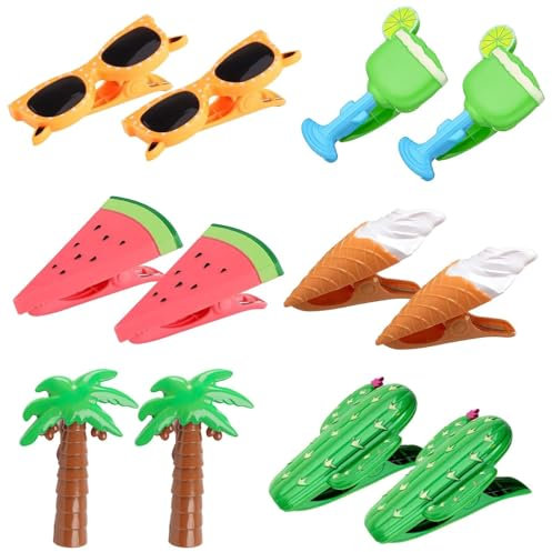 Mollette sicure coperte, supporto asciugamano piscina nuoto plastica stili 6, sedia cartone animato telo mare 12 pezzi clip da spiaggia portatile, biglietti casa carino sicuro asciugamani da viaggio