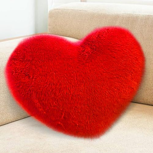Gohytal Herzkissen Rot, Plüsch Kuschelkissen in Herzform, Schmusekissen Flausch Love Zierkissen Dekokissen, Weiche Deko für Kinder, Wohnzimmer, Schlafzimmer, Sofa, Bett