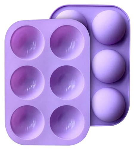 Semi Sphere Chocolate Molds 6 Cavity Silicone for Baking Dome Cake Mousse Desserts - 2 Packs Purple