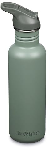 Klean Kanteen Fahrrad Trinkflaschen Classic Narrow (Flip Sport) mit Trinkverschluss aus Edelstahl in der Farbe Grün mit einem Volumen von 800 ml, 1011196