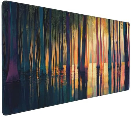 Gaming Mauspad XXL Baum Mousepad 1000x500x4mm Wald Verlängertes Mauspad Schreibtischauflage,Genähte Kanten Mauspad,Verbessert Präzision und Geschwindigkeit Wasserdicht Geeignet für Büro und Spiele