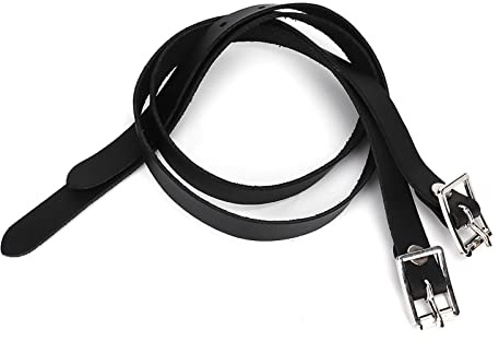 1 Paar Leder-Sporenriemen, lange Leder-Reitriemen mit Edelstahl-Schnalle, Pferdewerkzeug-Zubehör für Reitkontrolle und Reitbedürfnisse (50 cm, schwarz)