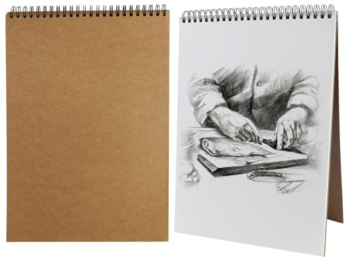 Blocco da disegno per artisti, album da disegno, formato A4, rilegatura a spirale, con 60 pagine/30 fogli, formato A4, copertina rigida, per schizzi e schizzi
