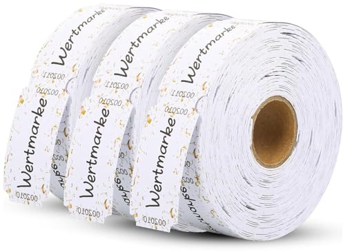 1500 Stück Wertmarken Rollen Gold Gutscheinrolle Essensmarken Rolle Eintrittskarten Gutscheinmarken Getränkemarken Rollen Wertmarken Chips für Karnevalsparty Hochzeit Veranstaltungen 50x25mm