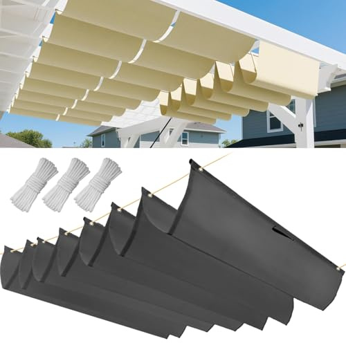 Einziehbar Welle Sonnensegel 1x6M(BxL), Verstellbar Schattenabdeckung, Wasserdicht Sonnenschutz Sonnenschutz Schutz vor UV- Strahlungen für Pergola Garten Schattenabdeckung - Dark Graphit