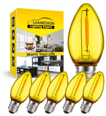 Ruiandsion Ampoule LED Vintage C7 E12 COB 1W 220V Lumière Jaune 80LM, Éclairage Décoratif pour Veilleuse,
