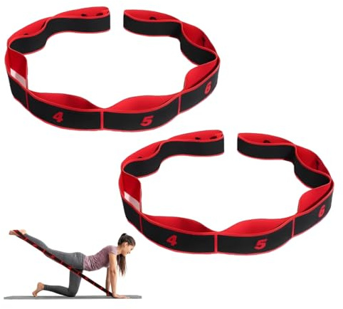 2 Stück Elastikband sport, Yoga Stretch Gurt, Stretching Band Strap mit 8 Intensitätsstufen, Hochelastischer Gymnastikband, für Pilates, Tanz, Gymnastik, Effektives Dehnung