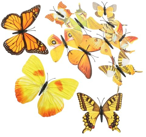 ETHZZLE Adesivi Murali Rimovibili Fai da Te 3d a Farfalla in Pvc Decorazione Murale per Camera da Letto Soggiorno Set da 12 Pezzi Color Giallo Autunnale