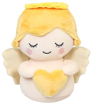 Malihome Plüschengel für Kinder, kuscheliger Engel mit weißen Flügeln und einem Herzen, Schutzengel-Plüschpuppe, Taufgeschenk für Jungen/Mädchen, für alle Altersgruppen geeignet (Heart)