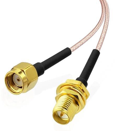 Superbat Cable PRSMA Alargador Antena WiFi RG316D 60cm Cable Extensión Macho a Hembra 50ohm Doble Blindaje para Router WiFi Adaptador USB Tarjeta de Red PCIe Inalámbrica Cámara de Seguridad