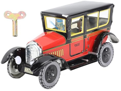 Segrehy Wind Up Toy Taxicab Red Color Stylish Vintage Wind Up Clockwork Toy Car for Party Birthday